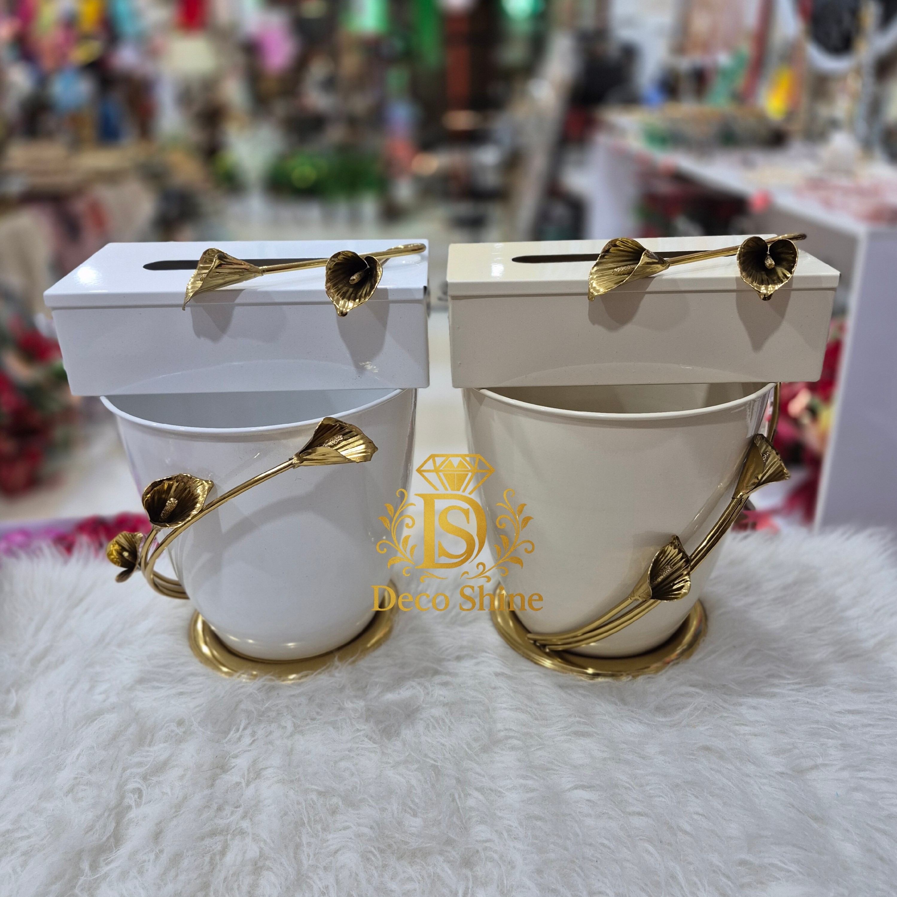 ست سطل و جا دستمال فلزی رنگ ثابت (سطل زباله لیلیوم)