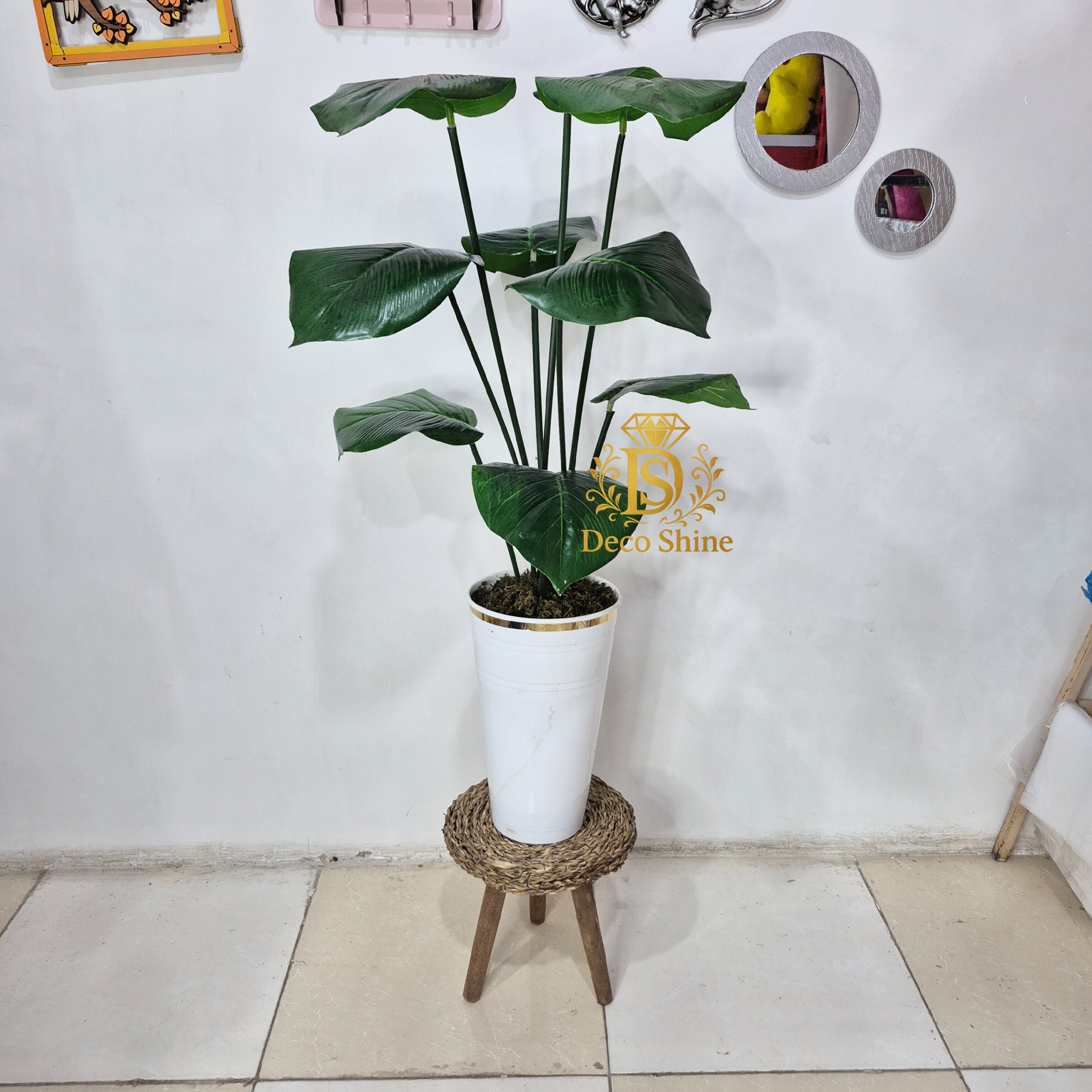 درختچه بابا آدم مصنوعی (1 متر) گلدان مقاوم دکوری