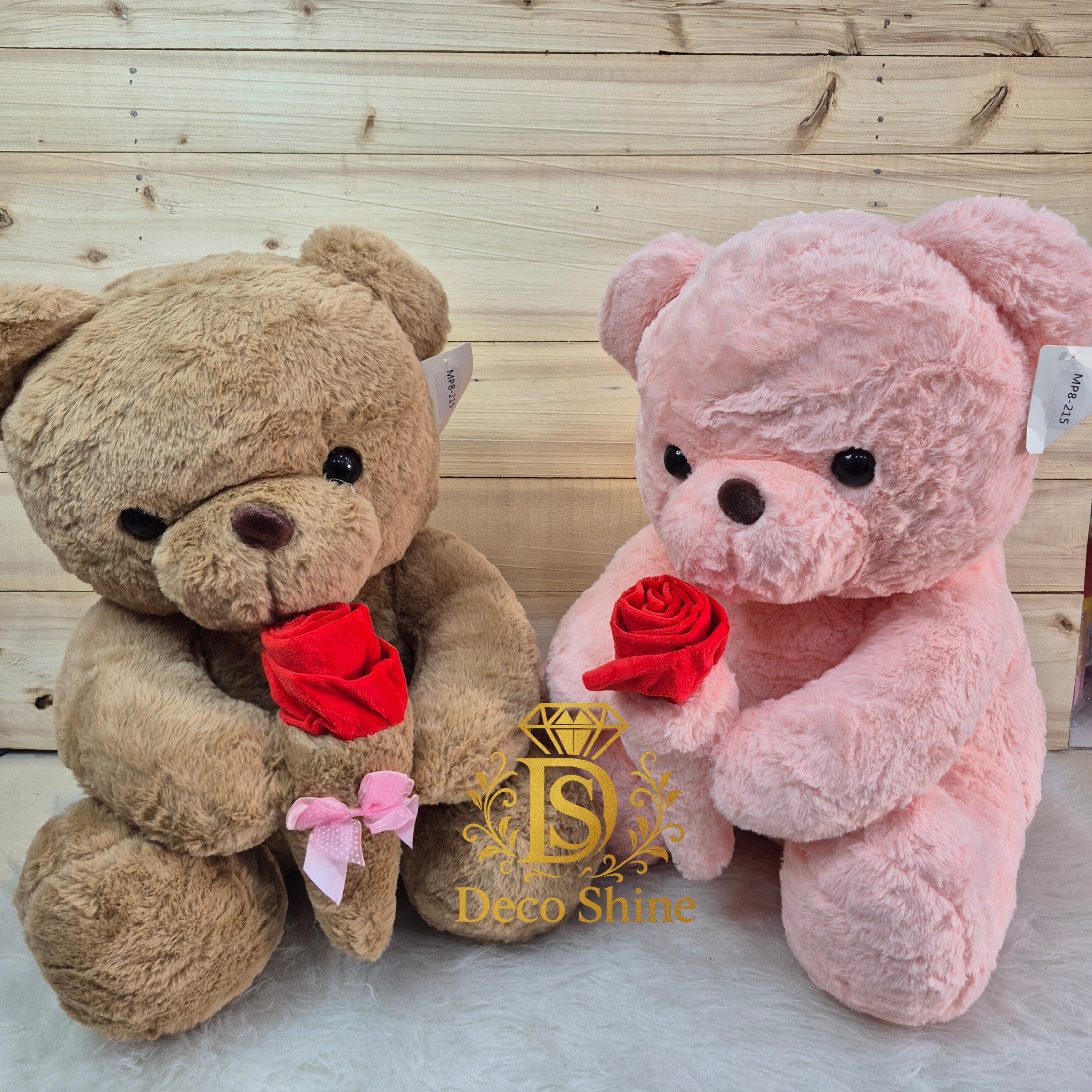 عروسک خرس نشسته (گل بدست) پولیشی 60 سانت نرم ضدحساسیت