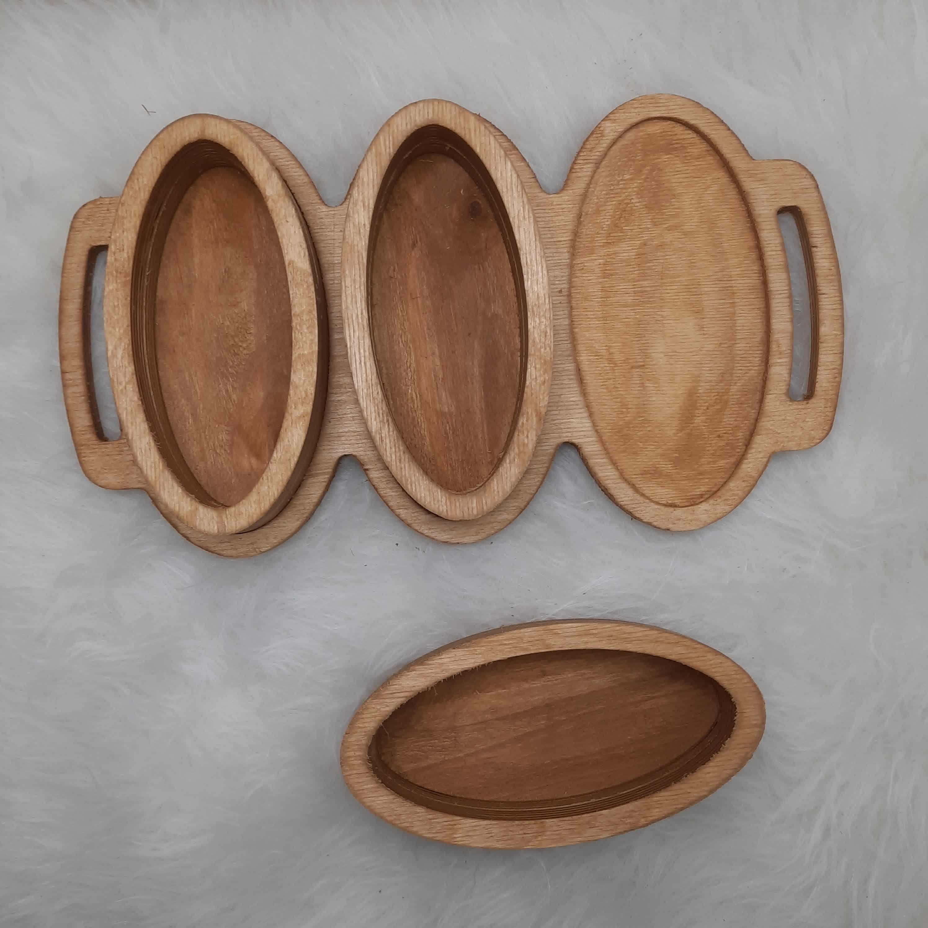 تنقلات خوری (آجیل خوری) چوبی بیضی سینی دار