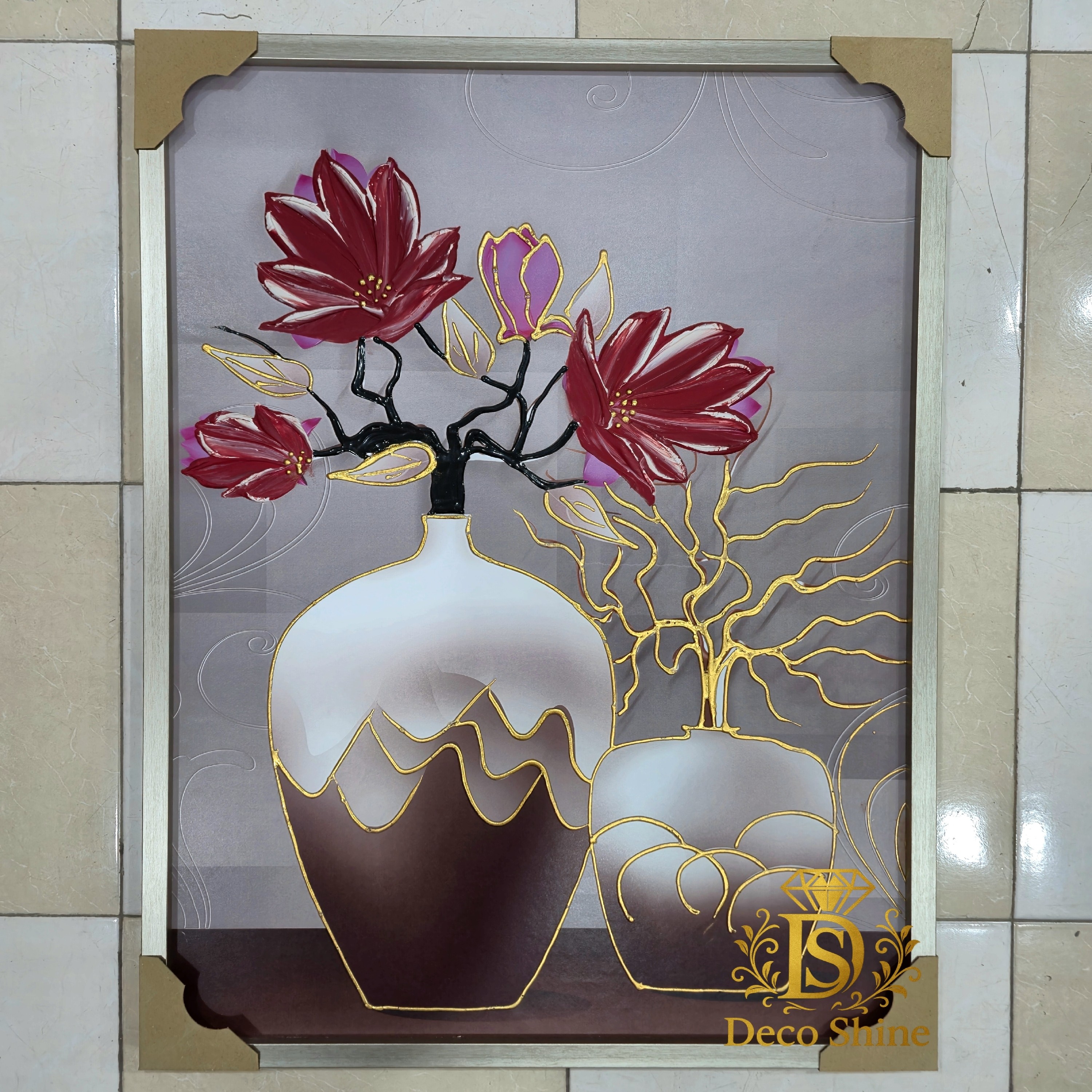 تابلو دیواری گل و گلدان (تکسچر، سه بعدی) دکوری لوکس