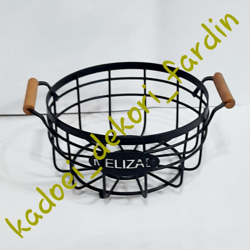 ظرف میوه فلزی دسته چوبی (سبد میوه بزرگ)