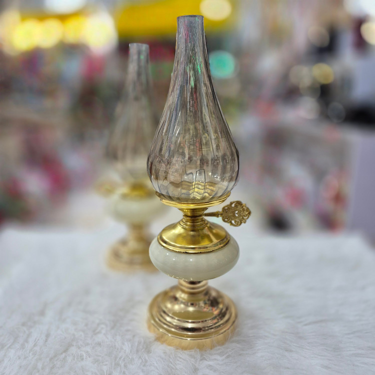 شمعدان جفتی کرمی دکوری پایه آبکاری