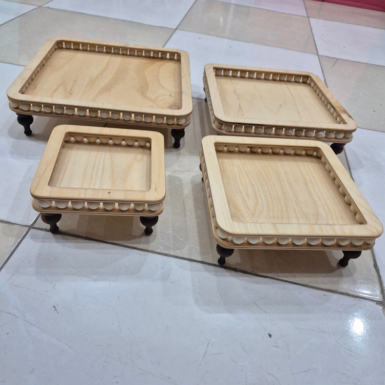 ست پذیرایی چوبی 4 تکه مربع (سینی)