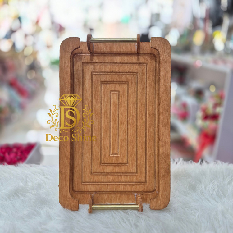 سینی چوبی طرحدار مستطیل 35×23 مخصوص پذیرایی جهیزیه