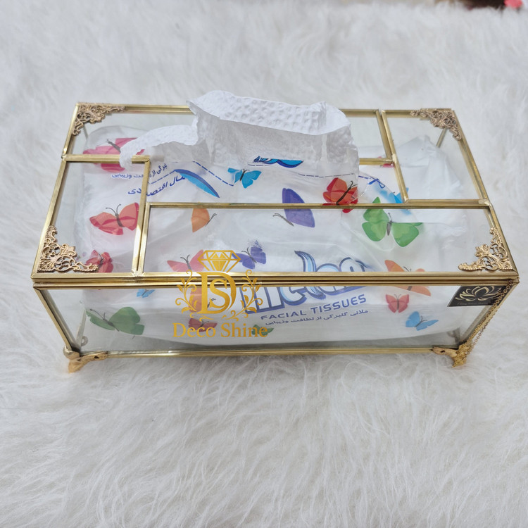 جای دستمال کاغذی برنجی جدید (جعبه دستمال دکوری)