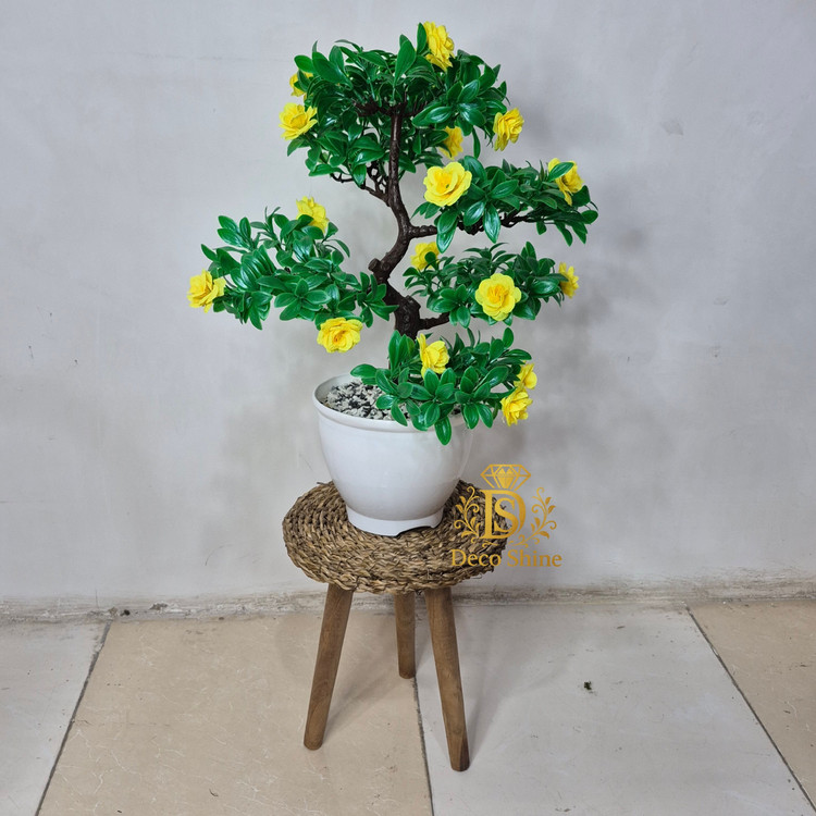 پایه گلدان حصیری پنج تکه استند گل دکوری