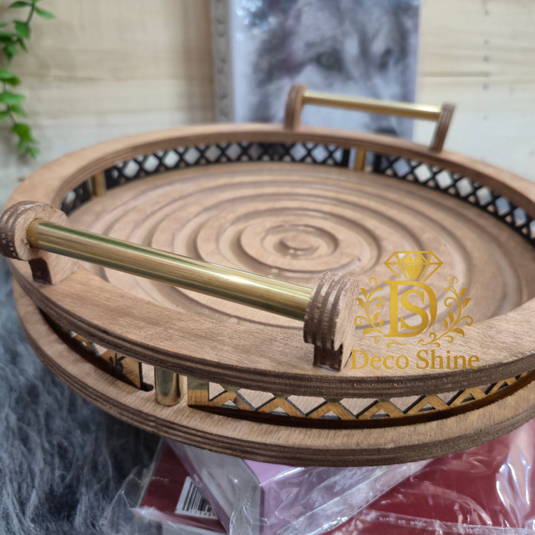 سینی چوبی طرحدار دسته دار دکوری