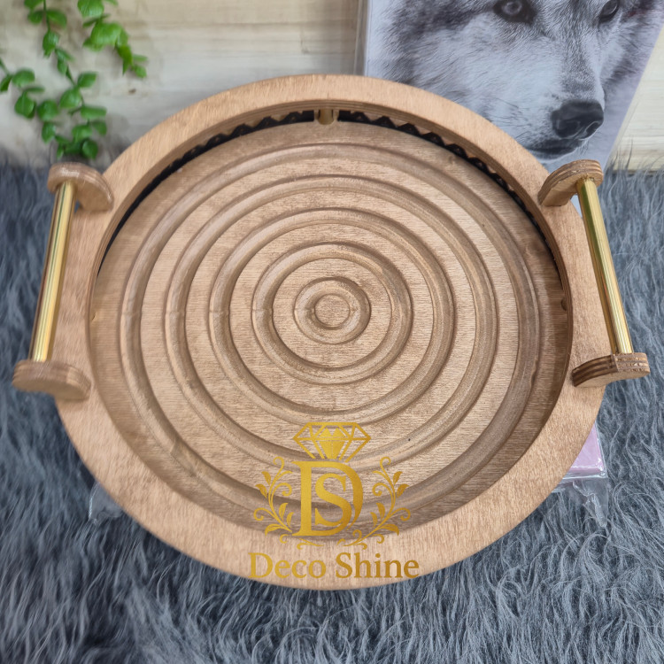 سینی چوبی طرحدار دسته دار دکوری