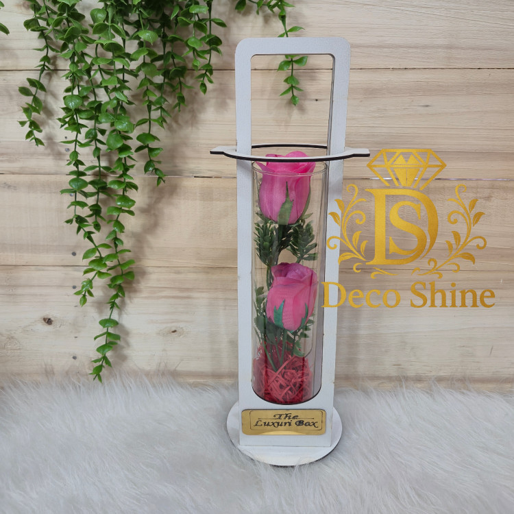گل استوانه کادویی (استند چوبی) دو شاخه خوش قیمت