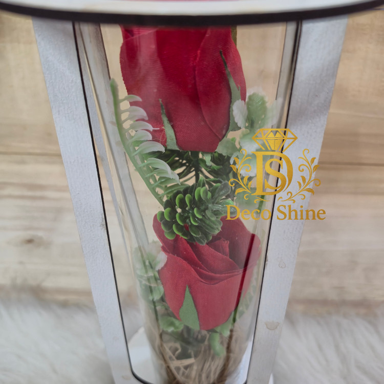 گل استوانه کادویی (استند چوبی) دو شاخه خوش قیمت