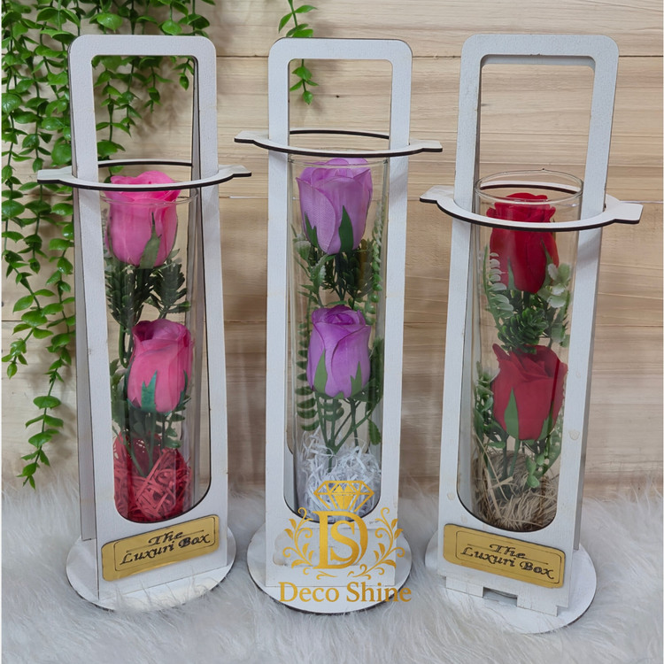 گل استوانه کادویی (استند چوبی) دو شاخه خوش قیمت