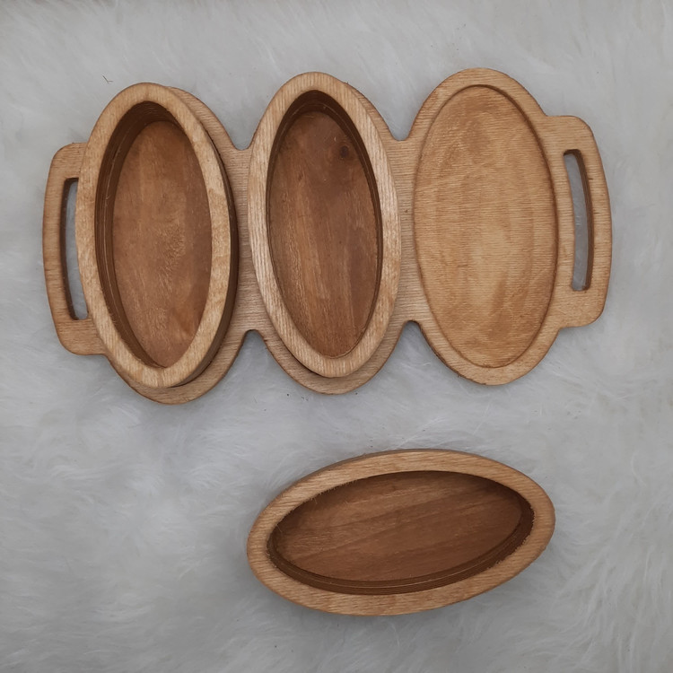 تنقلات خوری (آجیل خوری) چوبی بیضی سینی دار