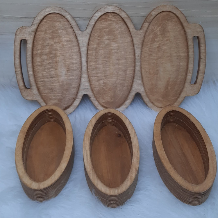 تنقلات خوری (آجیل خوری) چوبی بیضی سینی دار