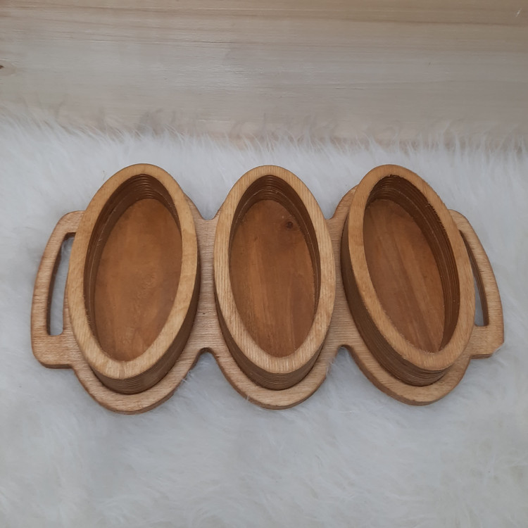 تنقلات خوری (آجیل خوری) چوبی بیضی سینی دار