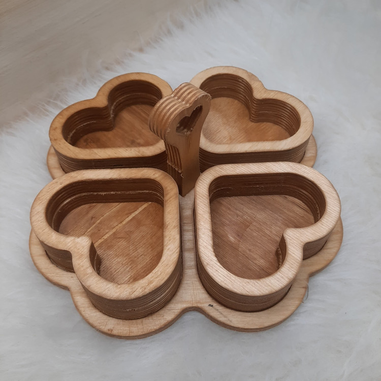 اردو خوری (ظرف اردو) چوبی طرح قلب سینی دار