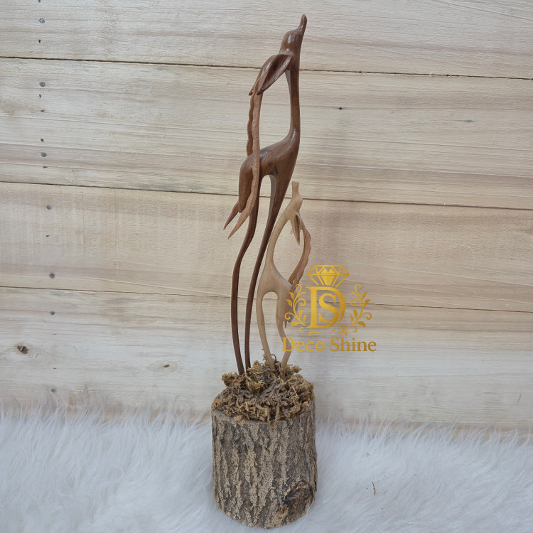 مجسمه چوبی غزال (نر و ماده 40 سانت) کار دست دکوری