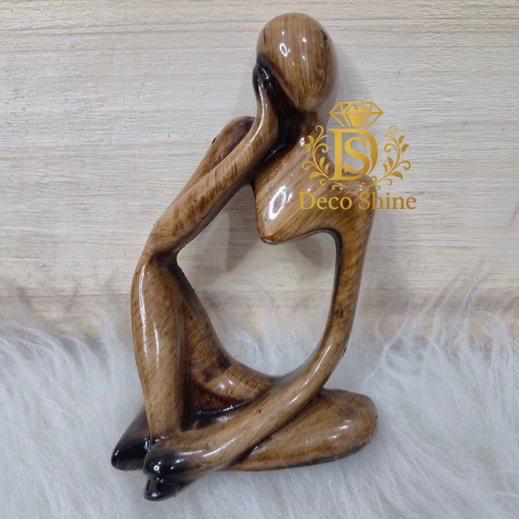 مجسمه متفکر (پلیاستر، چوب طبیعی) سه تایی دکور رومیزی