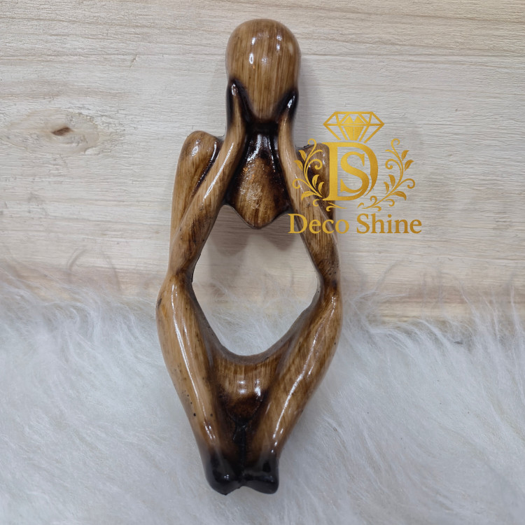 مجسمه متفکر (پلیاستر، چوب طبیعی) سه تایی دکور رومیزی
