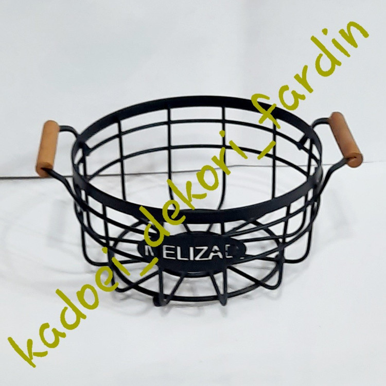 ظرف میوه فلزی دسته چوبی (سبد میوه بزرگ)