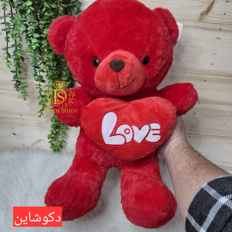 عروسک خرس قرمز قلب بدست 50 سانت خارجی