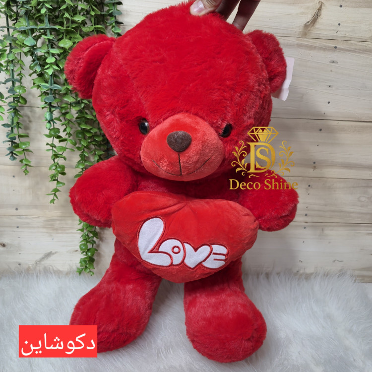 عروسک خرس قرمز قلب بدست 50 سانت خارجی