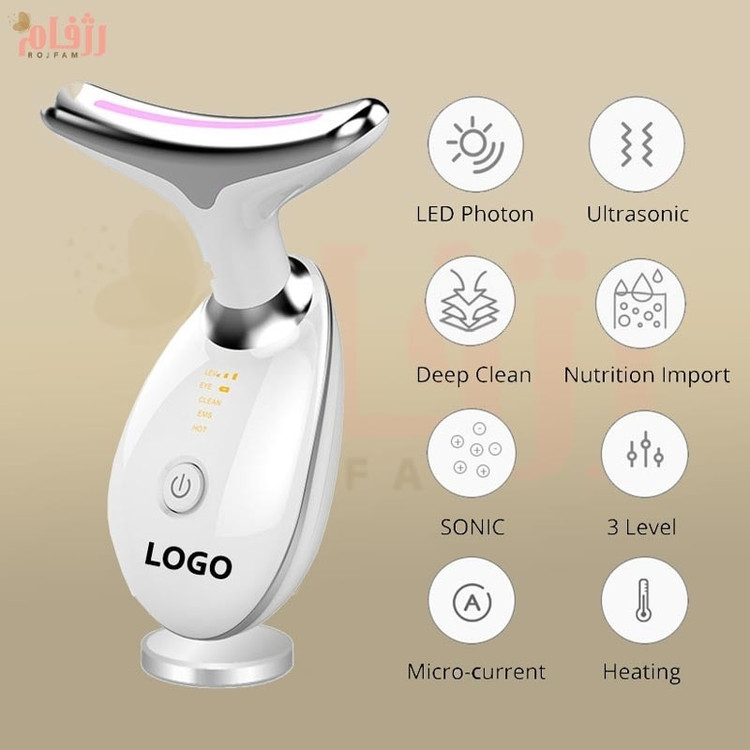 ماساژور لیفت صورت گردن شارژی LED هفت کاره