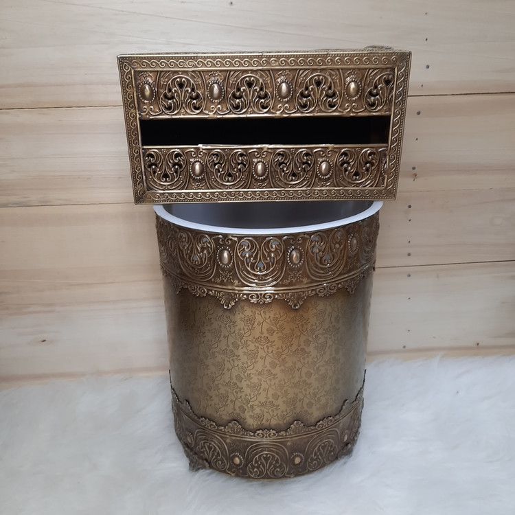 ست سطل و جادستمال (سطل زباله) فلزی آنتیک