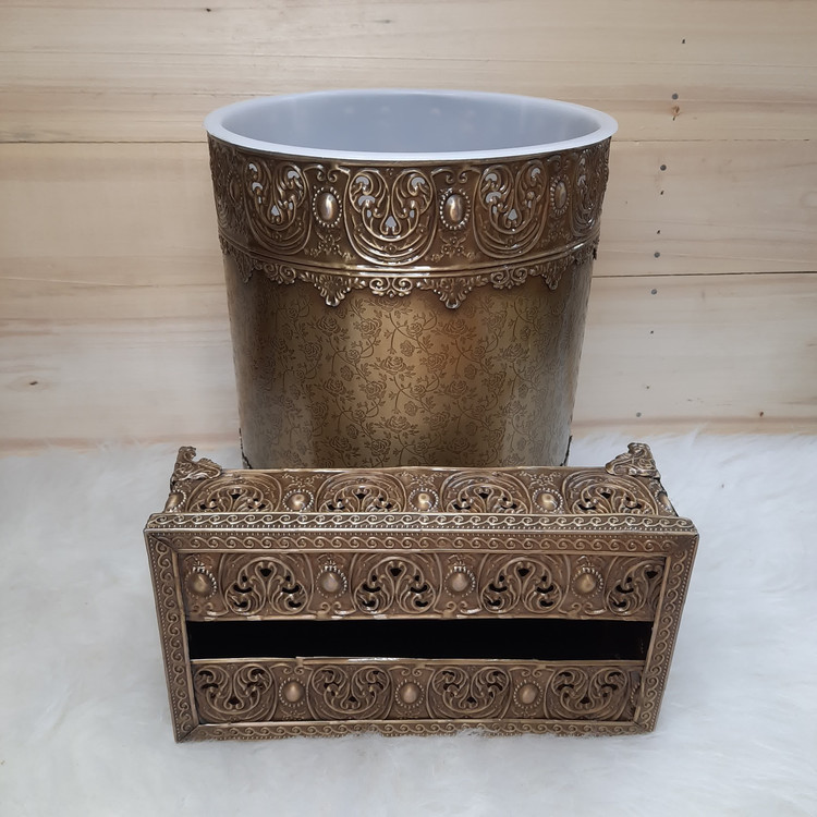 ست سطل و جادستمال (سطل زباله) فلزی آنتیک